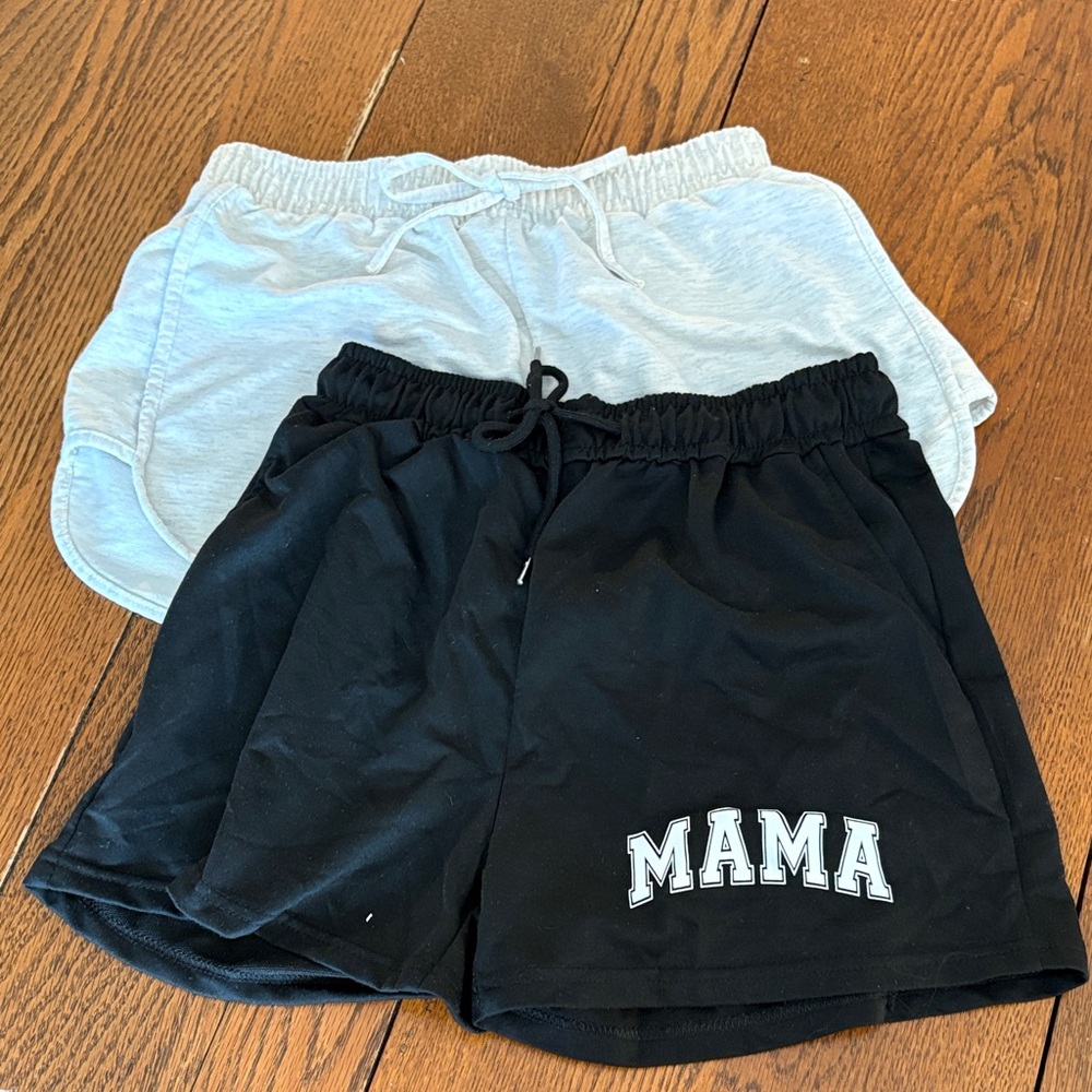 Black and Gray 'MAMA' Shorts Set